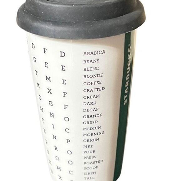 Starbucks 2016 Word Search, Seek Find Eye Doctor 12oz Ceramic Travel Mug - Picture 3 of 4